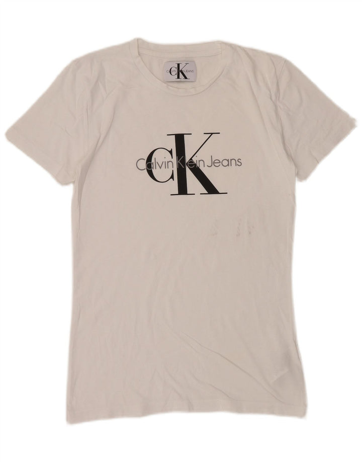 CALVIN KLEIN JEANS Herren-T-Shirt mit Grafik, Größe S, weiße Baumwolle
