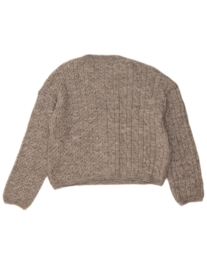 Marks & Spencer Damen Crop Crew Neck Pullover Pullover UK 10 Small Grau