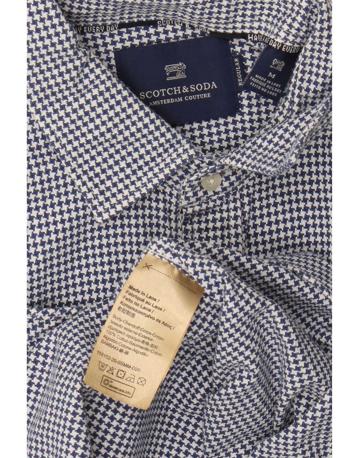 Scotch & Soda Herrenhemd aus mittelblauer Hahnentritt-Baumwolle