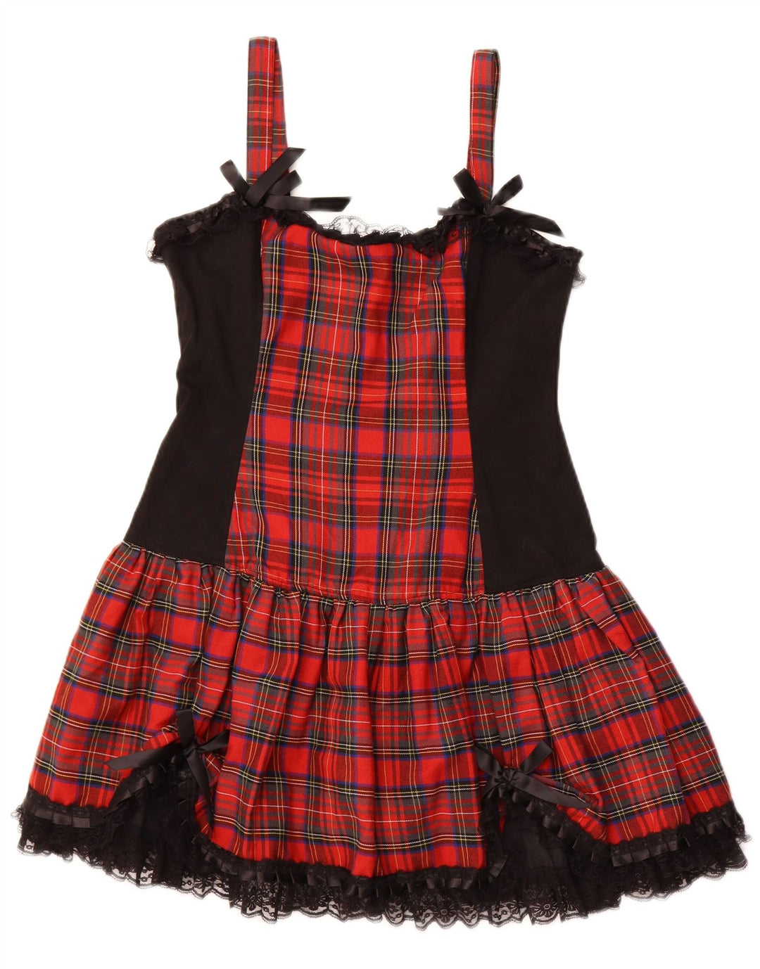 VINTAGE Damen Ärmelloses A-Linien-Kleid UK 16 Große rot karierte Baumwolle