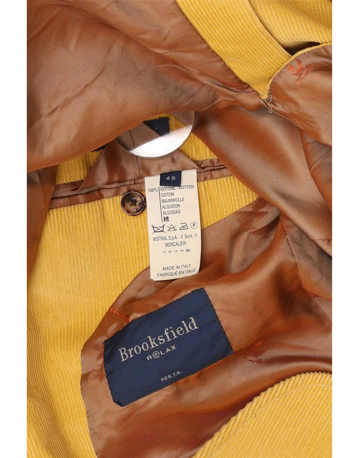 Brooksfield Herren 3-Knopf-Blazer aus Cord, IT 48, mittelgelbe Baumwolle