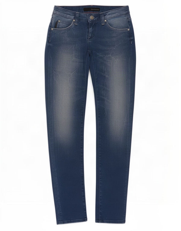 Calvin Klein Damen-Jeans mit niedriger Taille, Röhrenjeans, W25, L32, blaue Baumwolle