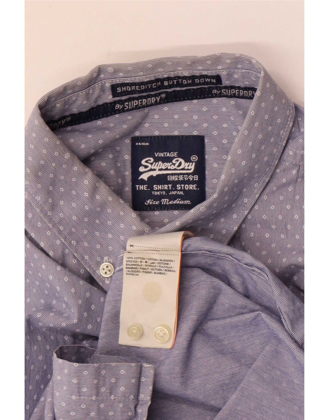 Superdry Herrenhemd aus mittelblauer, geometrischer Baumwolle