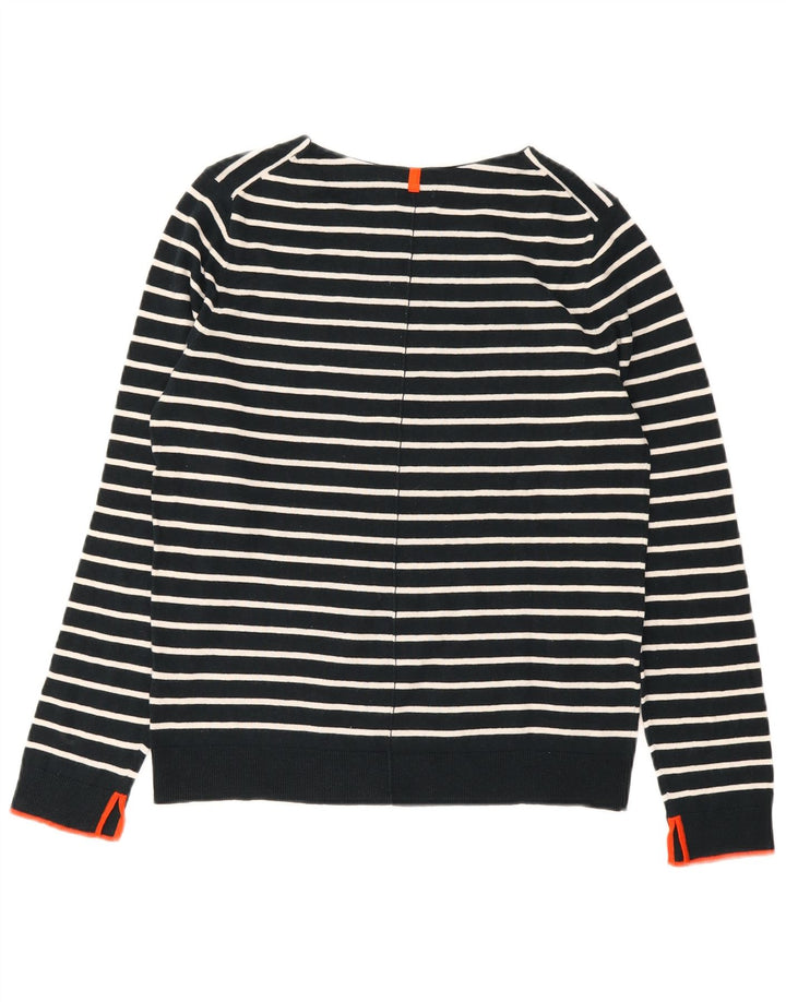 Jigsaw Damen-Pullover mit U-Boot-Ausschnitt, Gr. 14, mittelmarineblau gestreift
