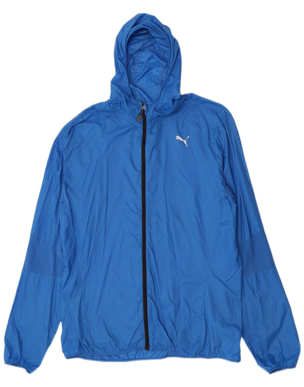 Puma Herren-Regenjacke mit Kapuze, UK 42, XL, blau kariertes Nylon