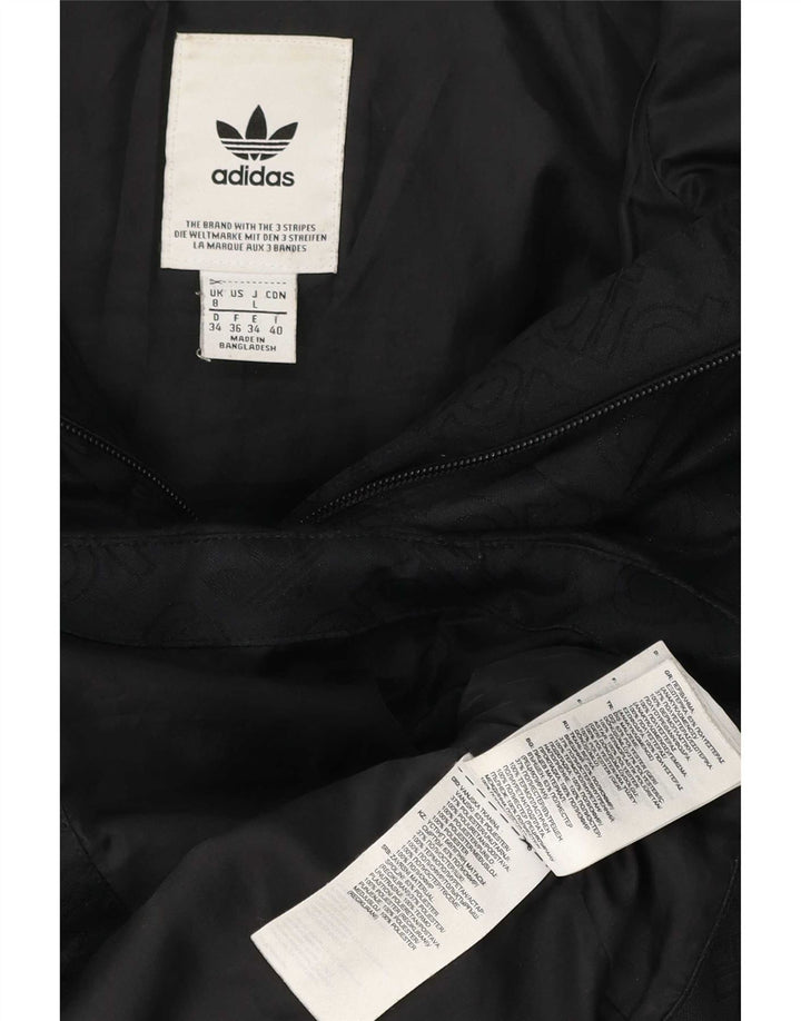 Adidas Damen Graphic Hooded Wattierte Jacke UK 8 Small Schwarz Polyester