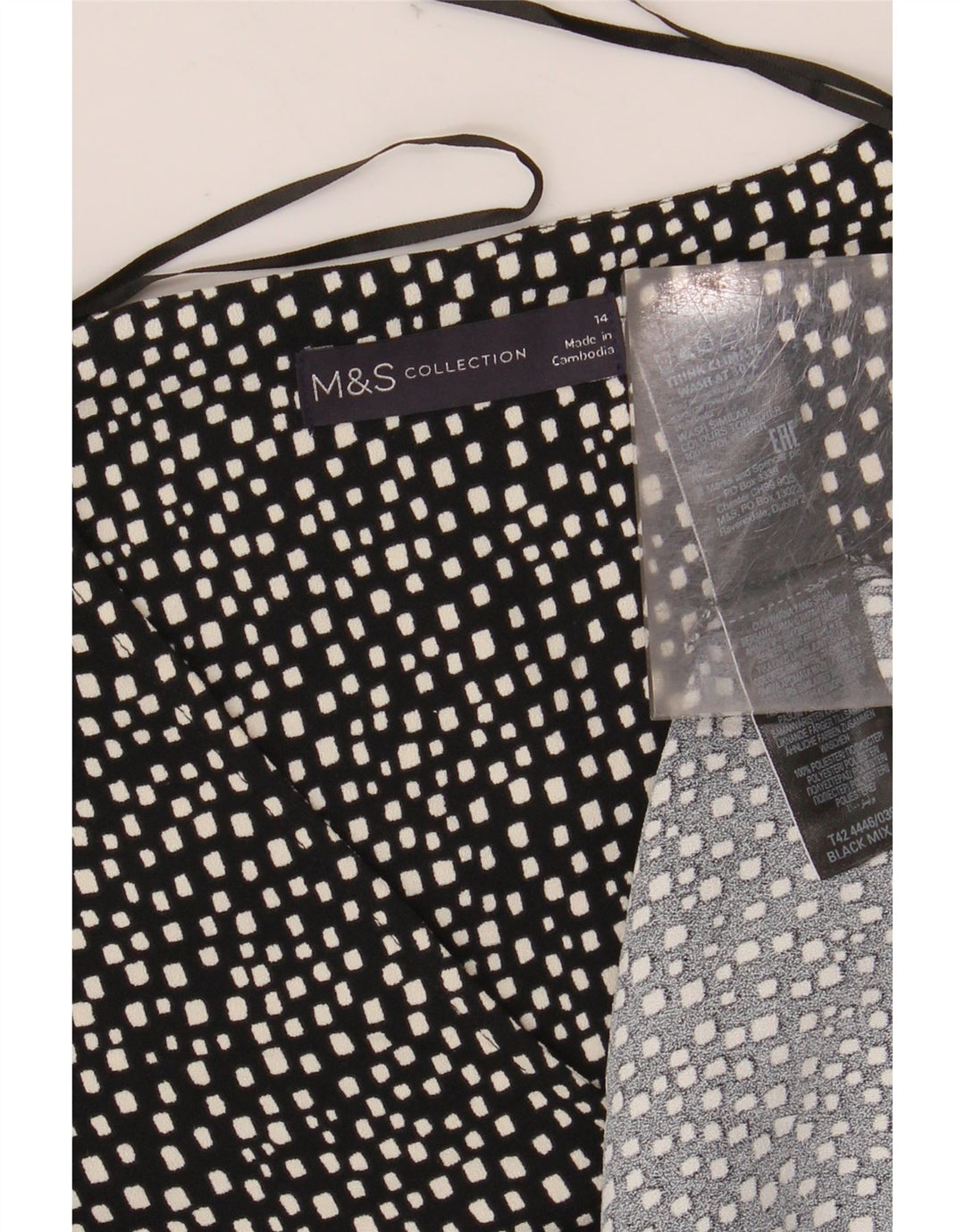 MARKS & SPENCER Damen Etuikleid UK 14 Großes schwarzes geometrisches Polyester