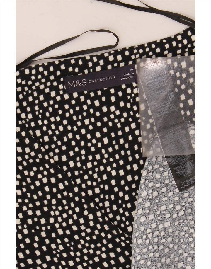 MARKS & SPENCER Damen Etuikleid UK 14 Großes schwarzes geometrisches Polyester