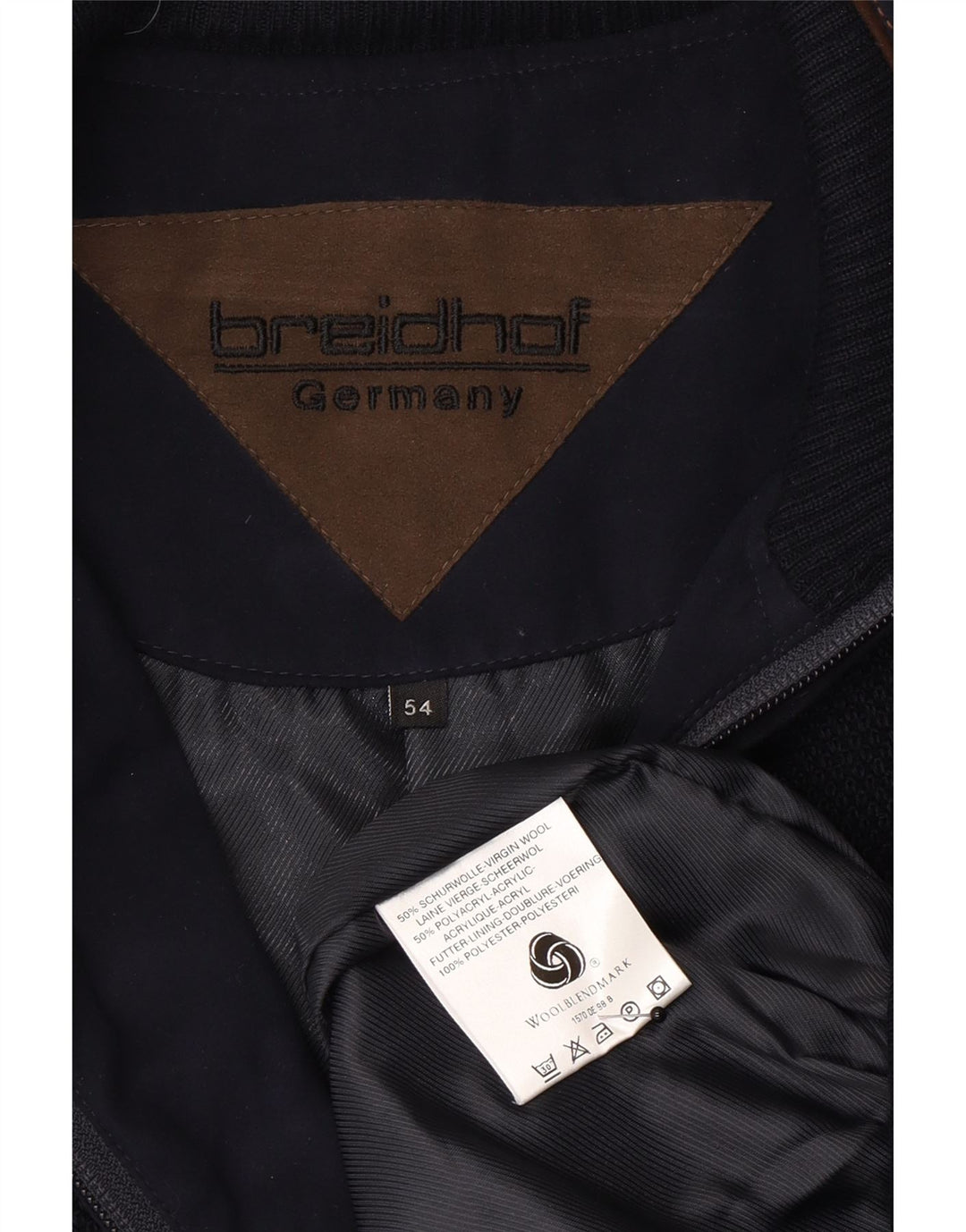 Breidhof Herren Strick-Bomberjacke EU 54 2XL Marineblaue Wolle