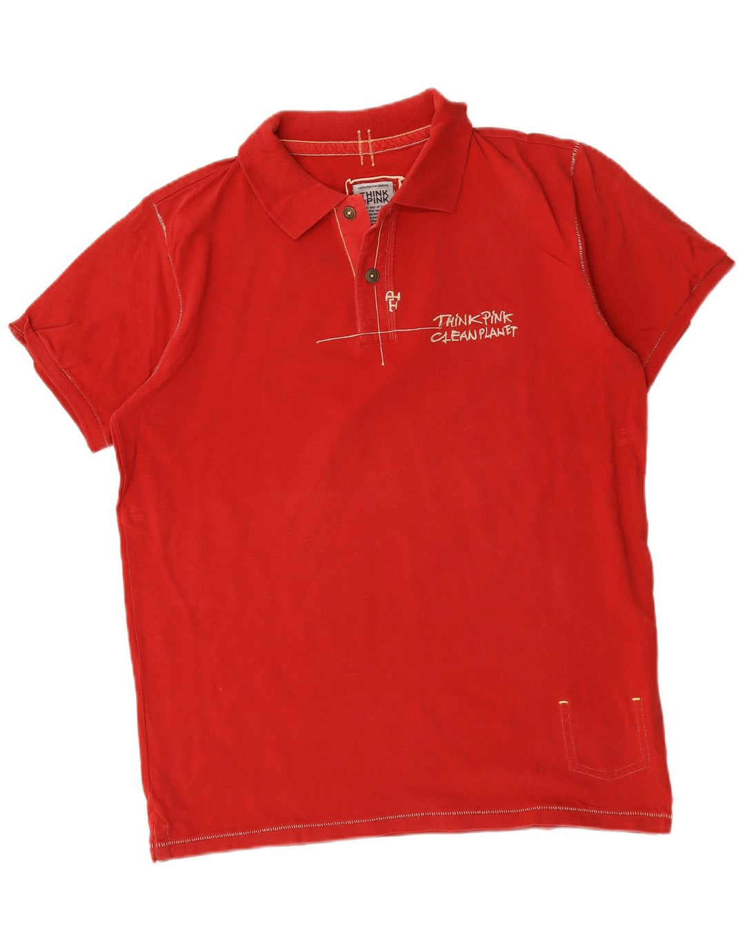 Think Pink Herren-Poloshirt XL aus roter Baumwolle