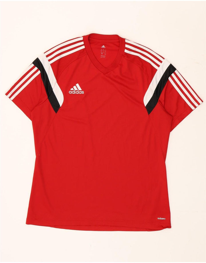 Adidas Herren Climacool T-Shirt Top, großes rotes Farbblock-Polyester