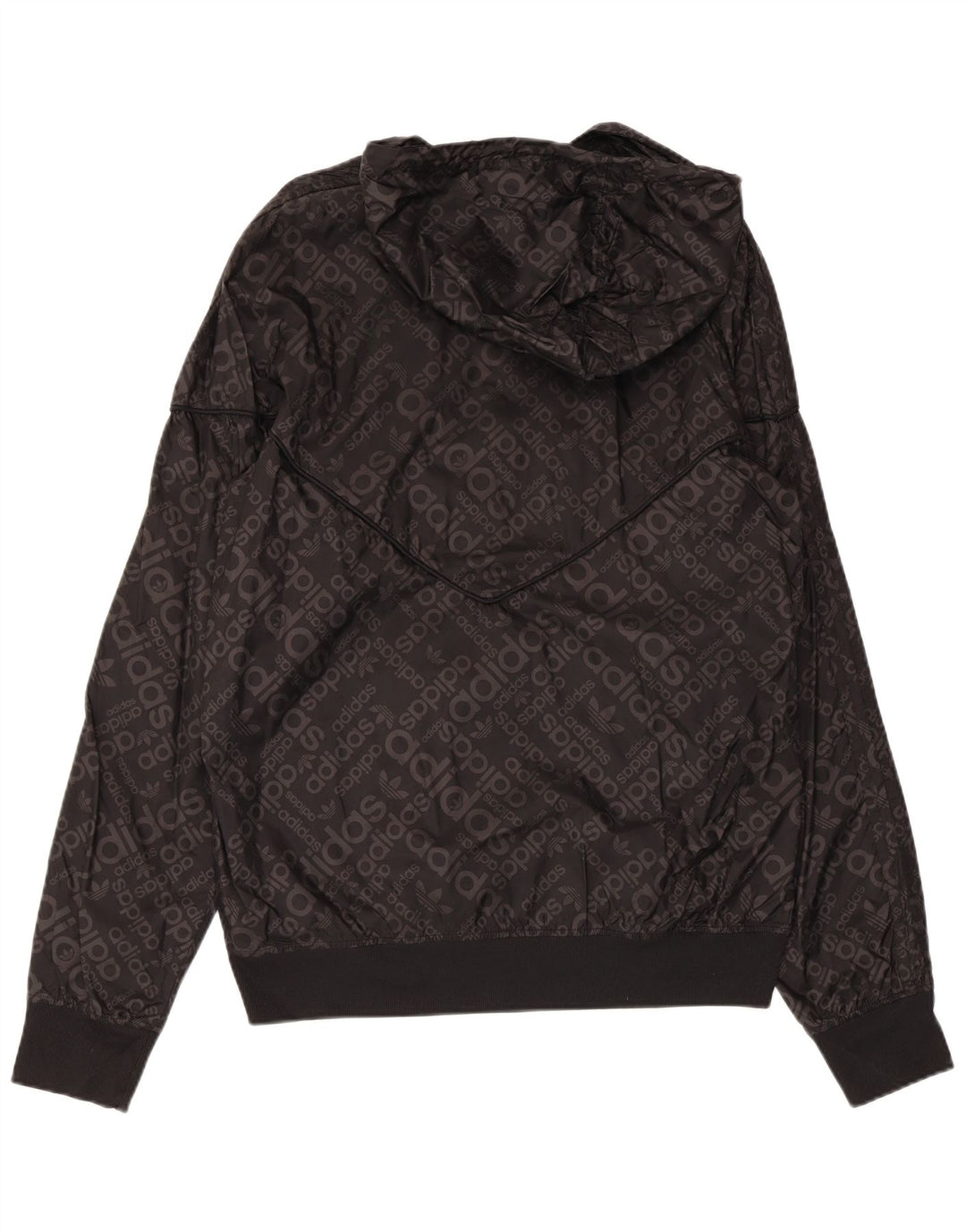 ADIDAS Herren Graphic Hooded Rain Jacket UK 38 Mittelschwarzes Polyamid