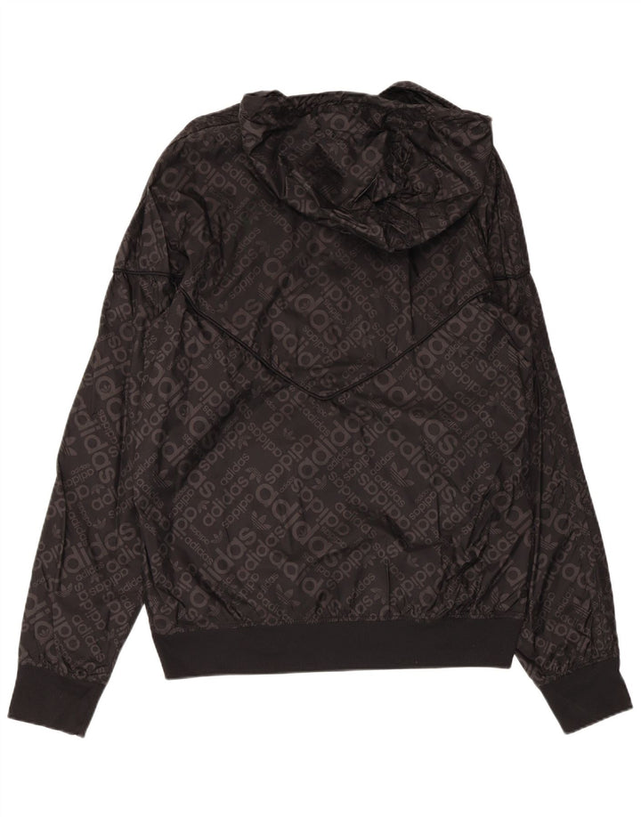 ADIDAS Herren Graphic Hooded Rain Jacket UK 38 Mittelschwarzes Polyamid