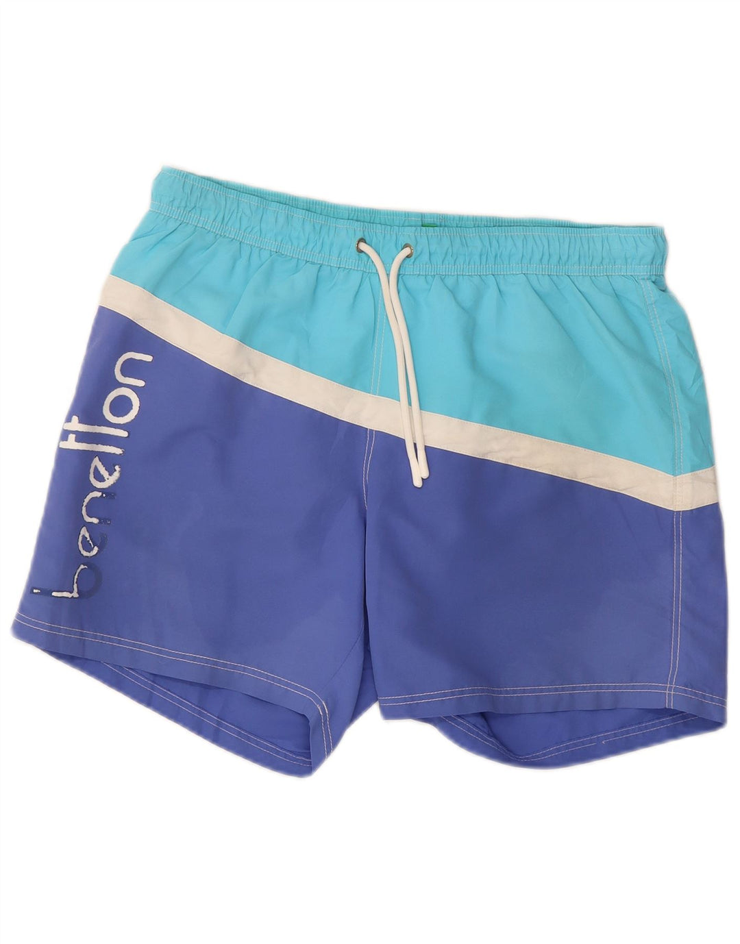 Benetton Herren-Badeshorts mit Grafik, Größe L, Blau, Farbblock