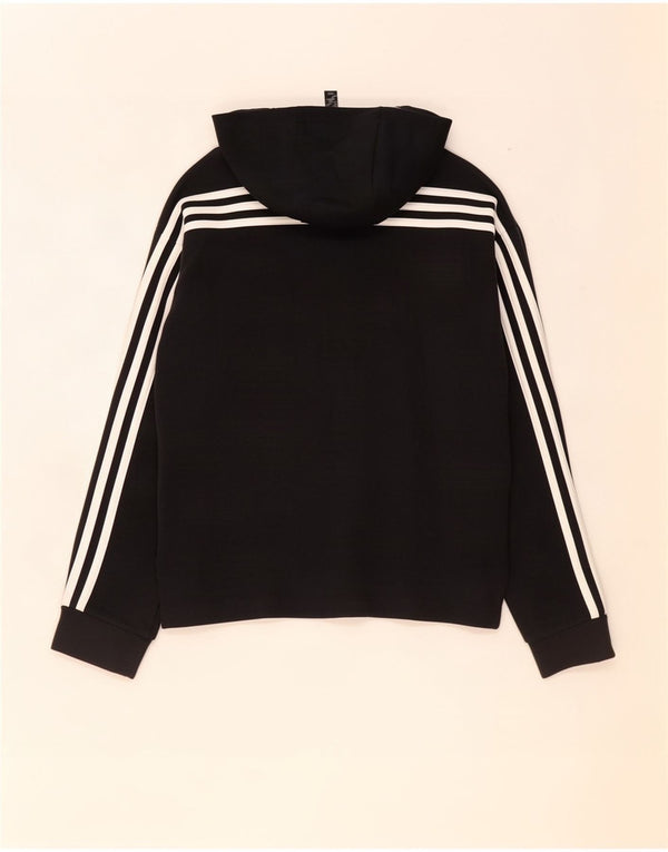 Adidas Jungen-Kapuzenpullover mit Reißverschluss, 11–12 Jahre, schwarze Baumwolle
