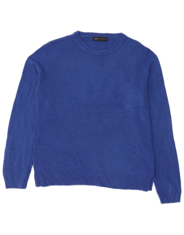 Marks & Spencer Womens Boat Neck Jumper Sweater UK 14 Large Blue Acrylic