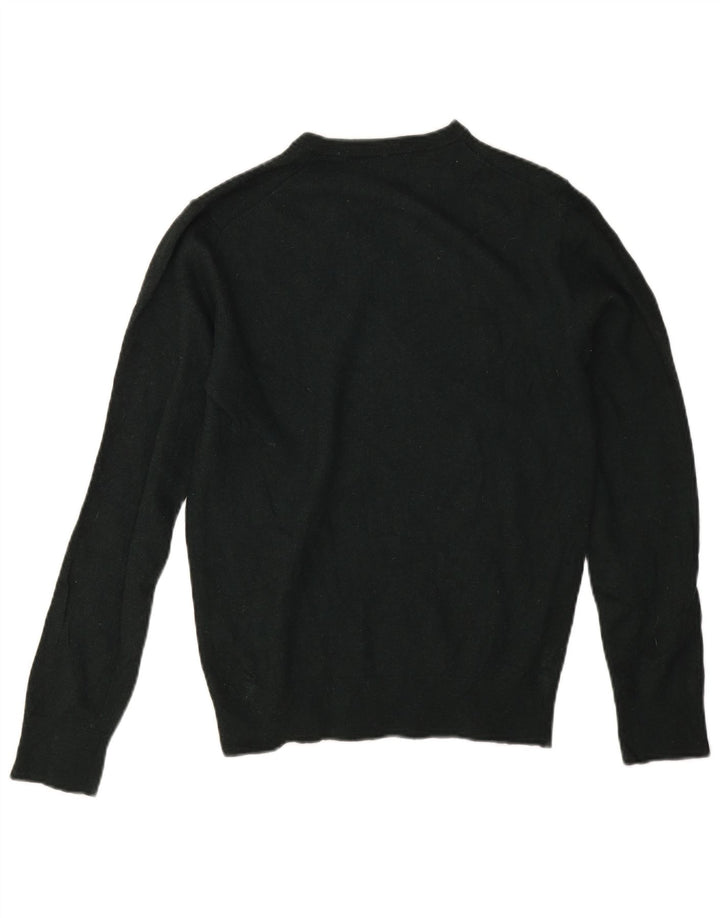 Massimo Dutti Damen-Pullover mit V-Ausschnitt, UK 14, mittelgrüne Wolle