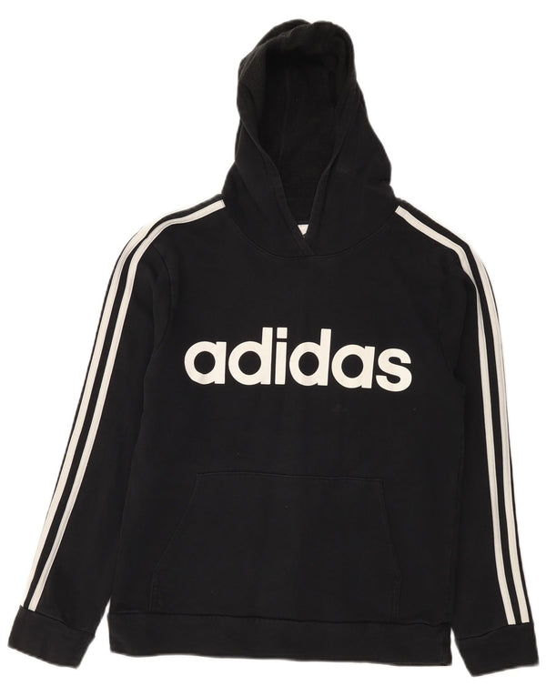 Adidas Damen Graphic Hoodie Pullover UK 10 Small Schwarz Baumwolle