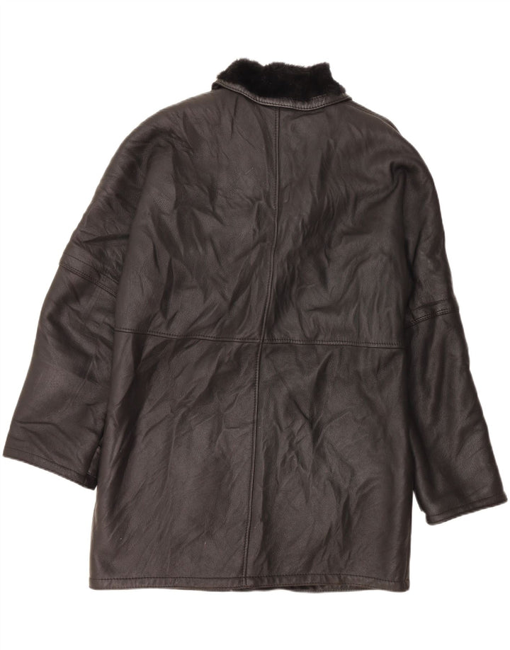 VINTAGE Herren-Shearling-Mantel IT 52 XL Schwarzer Shearling