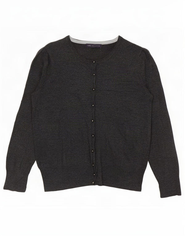 Marks & Spencer Damen Strickjacke Pullover UK 12 Mittelgraue Viskose