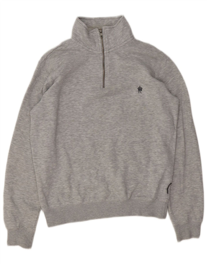 FRENCH CONNECTION Herren-Sweatshirt mit Reißverschluss am Hals, klein, grau meliert