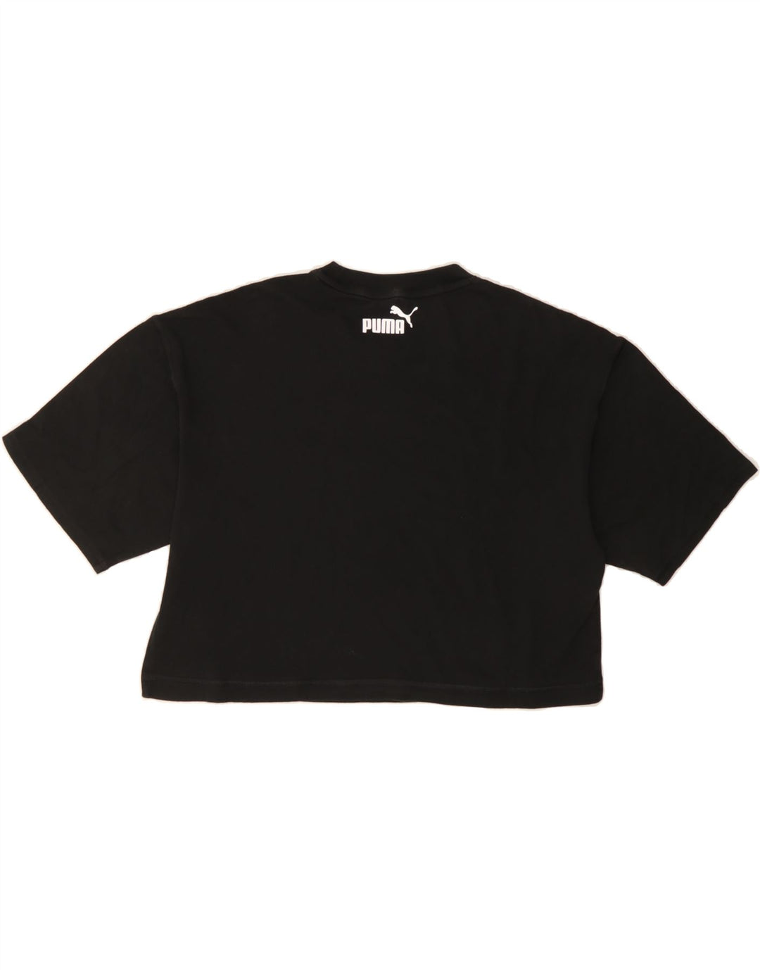 PUMA Womens Crop Oversized Graphic T-Shirt Top UK 10 Small Black Vintage Puma and Second-Hand Puma from Messina Hembry 