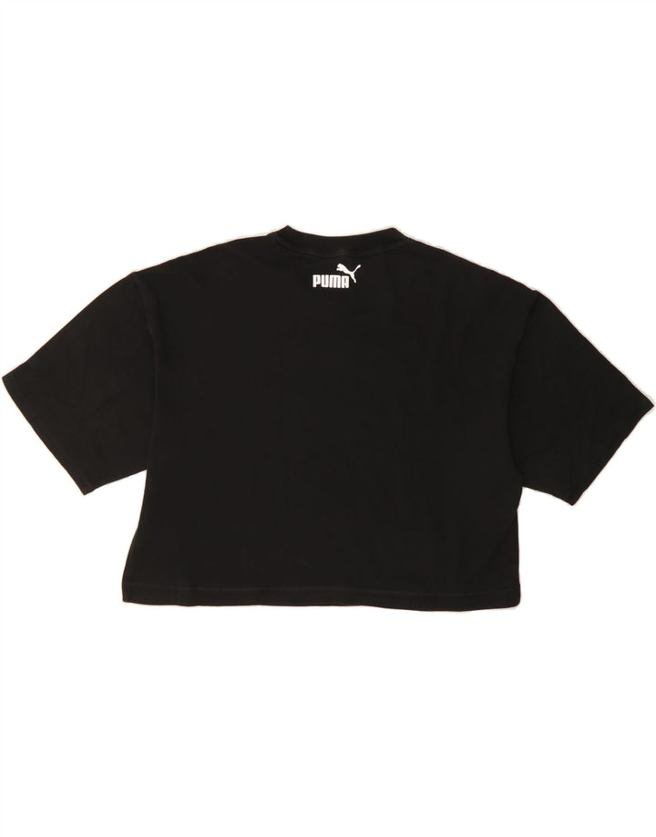 PUMA Womens Crop Oversized Graphic T-Shirt Top UK 10 Small Black Vintage Puma and Second-Hand Puma from Messina Hembry 