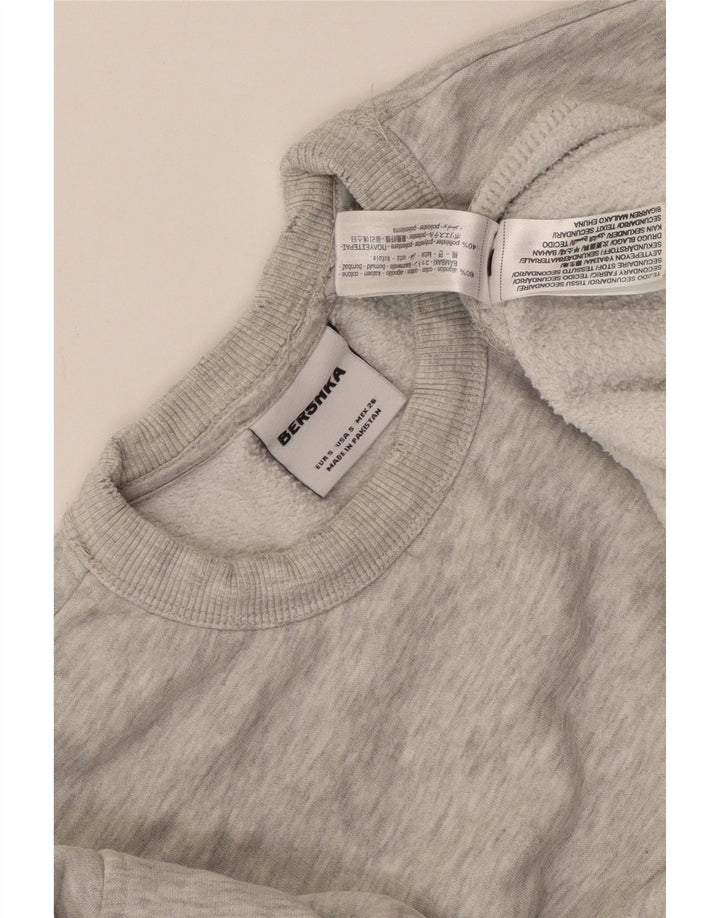 BERSHKA Damen-Sweatshirt-Pullover in Übergröße, Gr. 10, Größe S, grau gesprenkelte Baumwolle