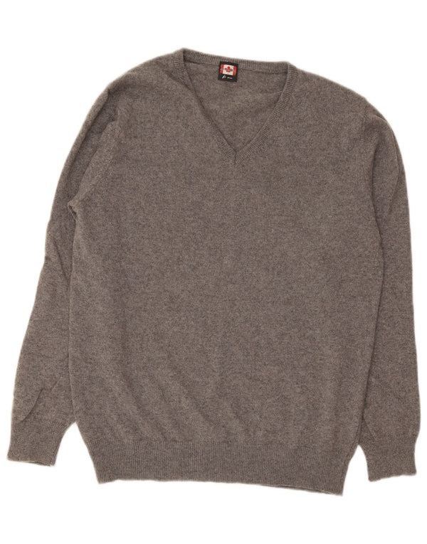 ANNAMARIA Herren-Pullover mit V-Ausschnitt, XL, graue Wolle