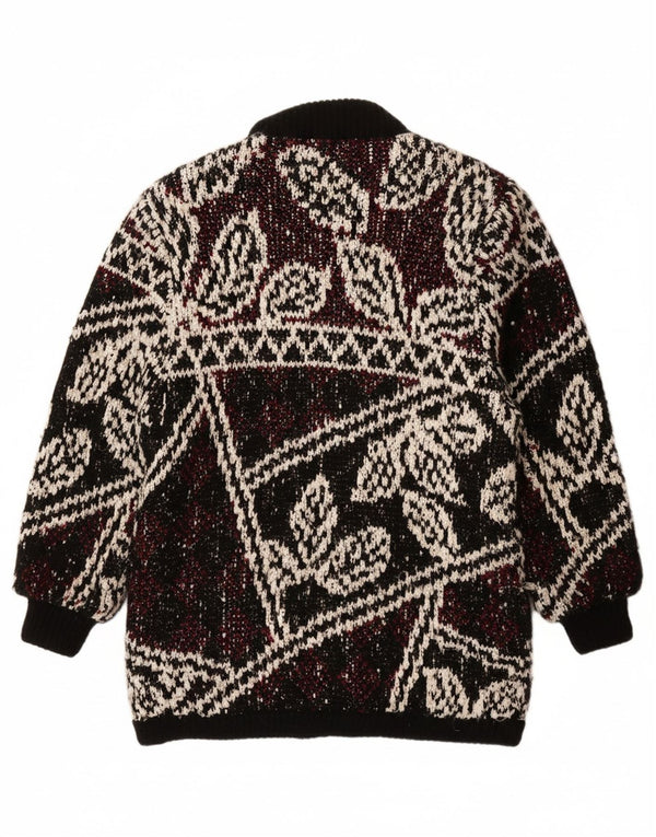 JEFFREY BROWNLEADER Damen Strickmantel UK 14 Medium Black Floral Acrylic