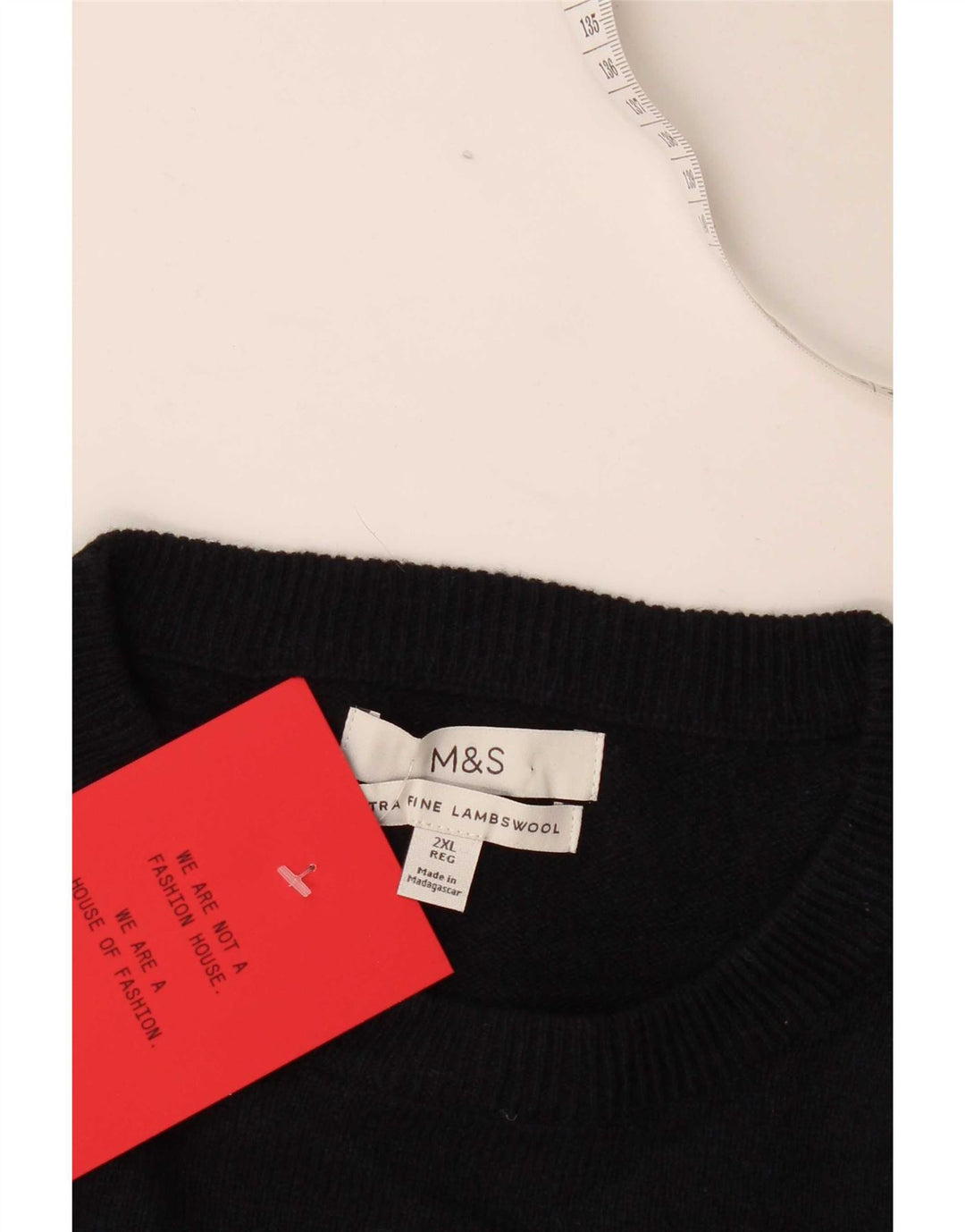 Marks & Spencer Herren-Pullover mit Rundhalsausschnitt, 2XL, marineblaue Lammwolle