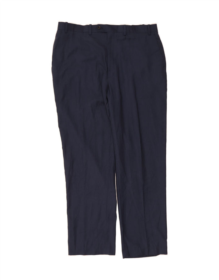 MICHAEL KORS Mens Straight Suit Trousers W38 L32 Navy Blue Polyester Vintage Michael Kors and Second-Hand Michael Kors from Messina Hembry 