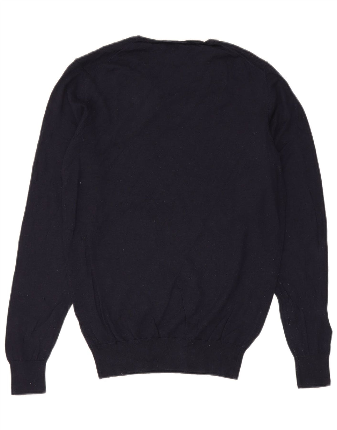 Massimo Dutti Herren-Pullover mit V-Ausschnitt, Größe L, Marineblau