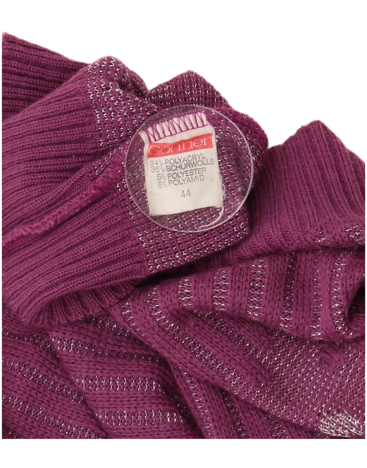 Vintage Damen Pullover mit V-Ausschnitt IT 44 Medium Lila Acryl