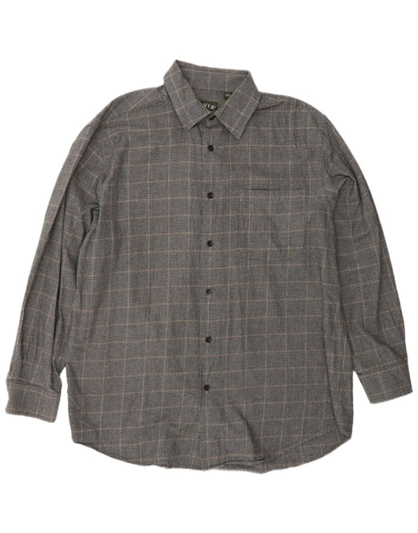 Orvis Mens Flannel Shirt Large Green Houndstooth Cotton