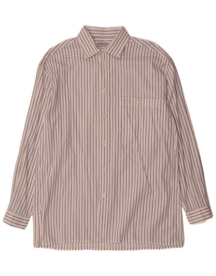 CACHAREL Herrenhemd Größe 15 3/4 40 Mittelweiß gestreift