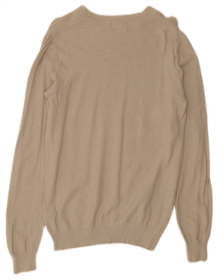 Zara Herren-Pullover mit Rundhalsausschnitt, mittelbeige Baumwolle