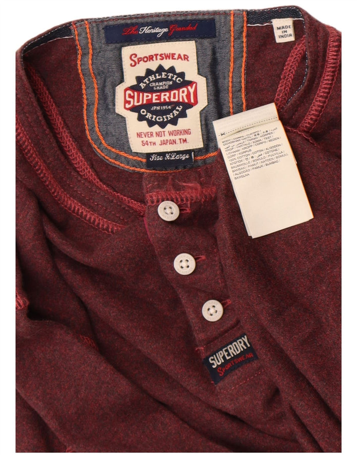 Superdry Herren-Oberteil, langärmelig, XL, Kastanienbraun, Baumwolle