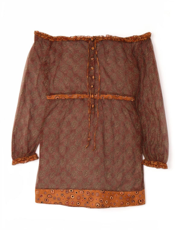 Liu Jo Schulterfreies Damenkleid UK 14 Mittelbraun Bohemian