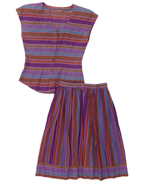 Vintage Damen 2-teiliges Rockset US 5 Small W24 Lila gestreiftes Leinen