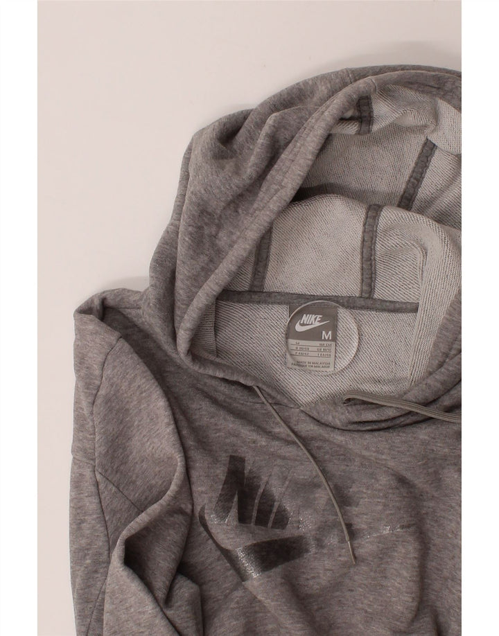 NIKE Womens Crop Graphic Hoodie Jumper UK 10/12 Medium Grey Vintage Nike and Second-Hand Nike from Messina Hembry 