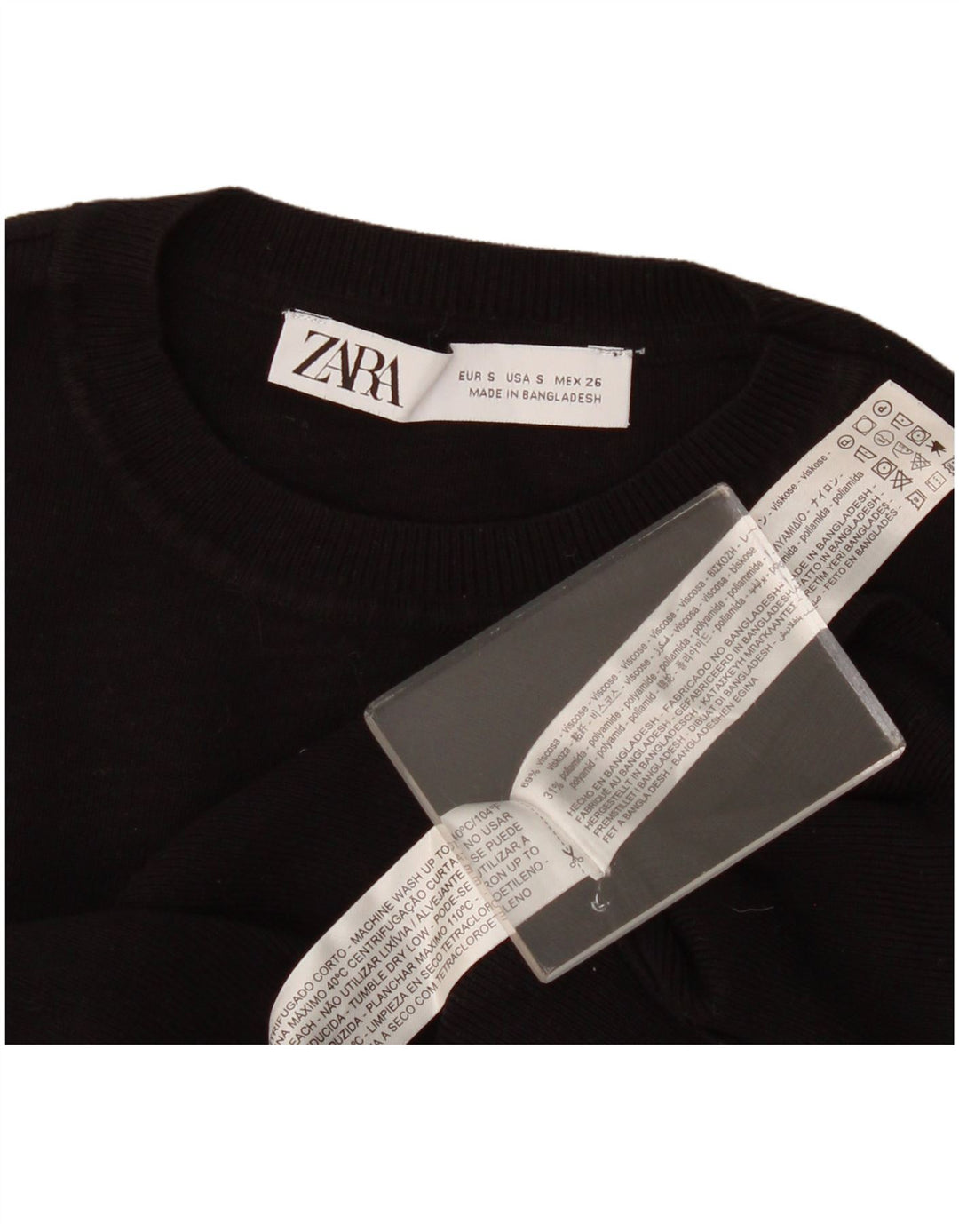 Zara Damen Crop Vest Top UK 8 Small Schwarze Viskose