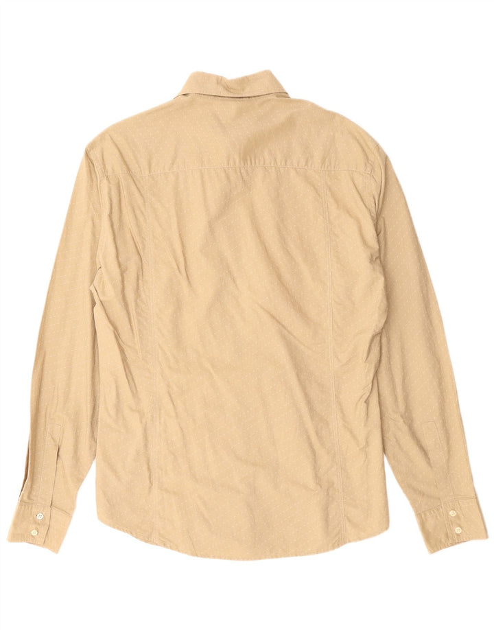 Armani Jeans Herrenhemd, groß, beige, gestreift, Baumwolle