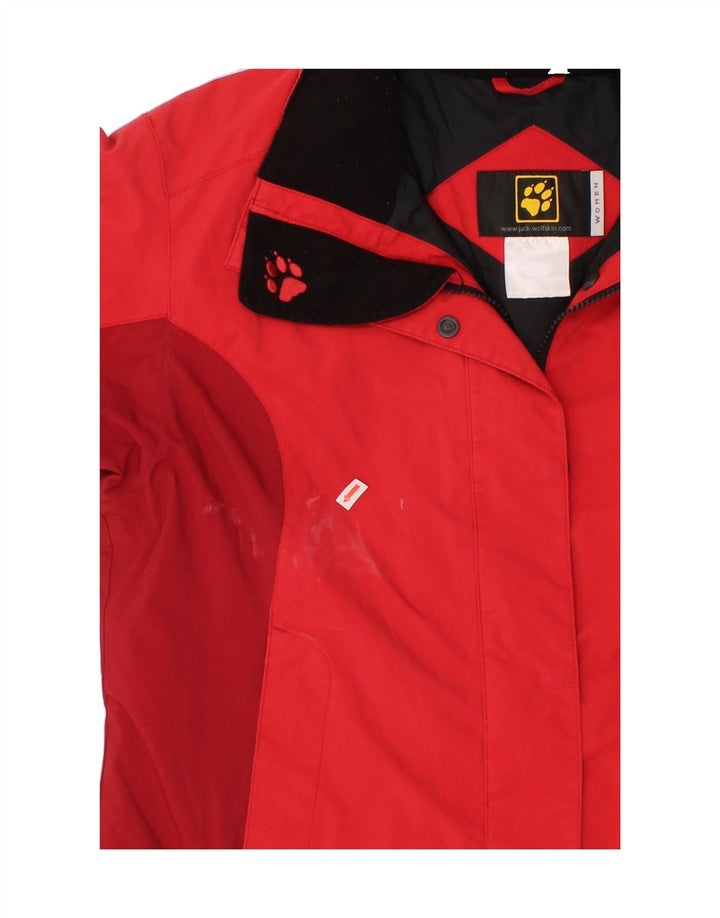 JACK WOLFSKIN Womens Windbreaker Jacket UK 14 Medium Red Colourblock Vintage Jack Wolfskin and Second-Hand Jack Wolfskin from Messina Hembry 