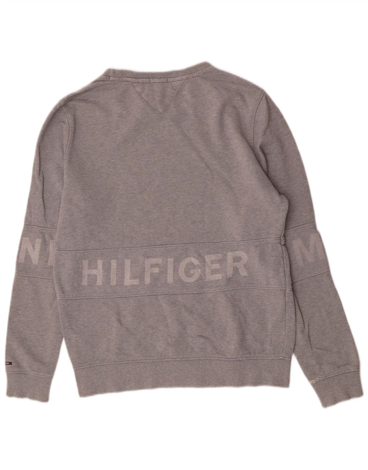 Tommy Hilfiger Herren-Sweatshirt mit Grafik, groß, graue Baumwolle