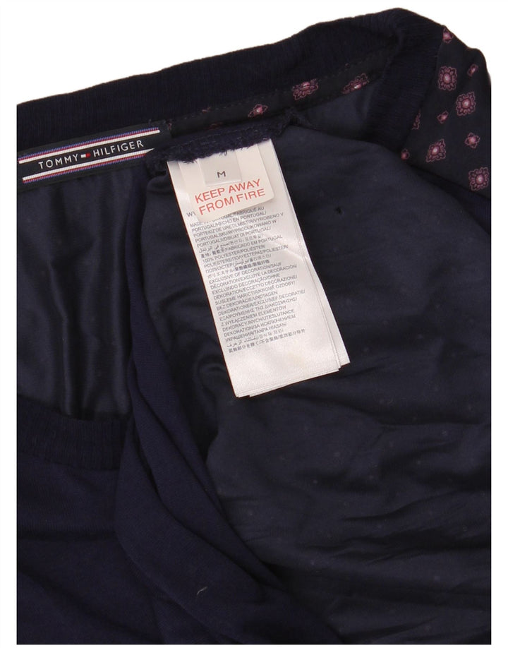 Tommy Hilfiger Damen Top Langarm UK 12 Mittel Marineblau Geometrisch