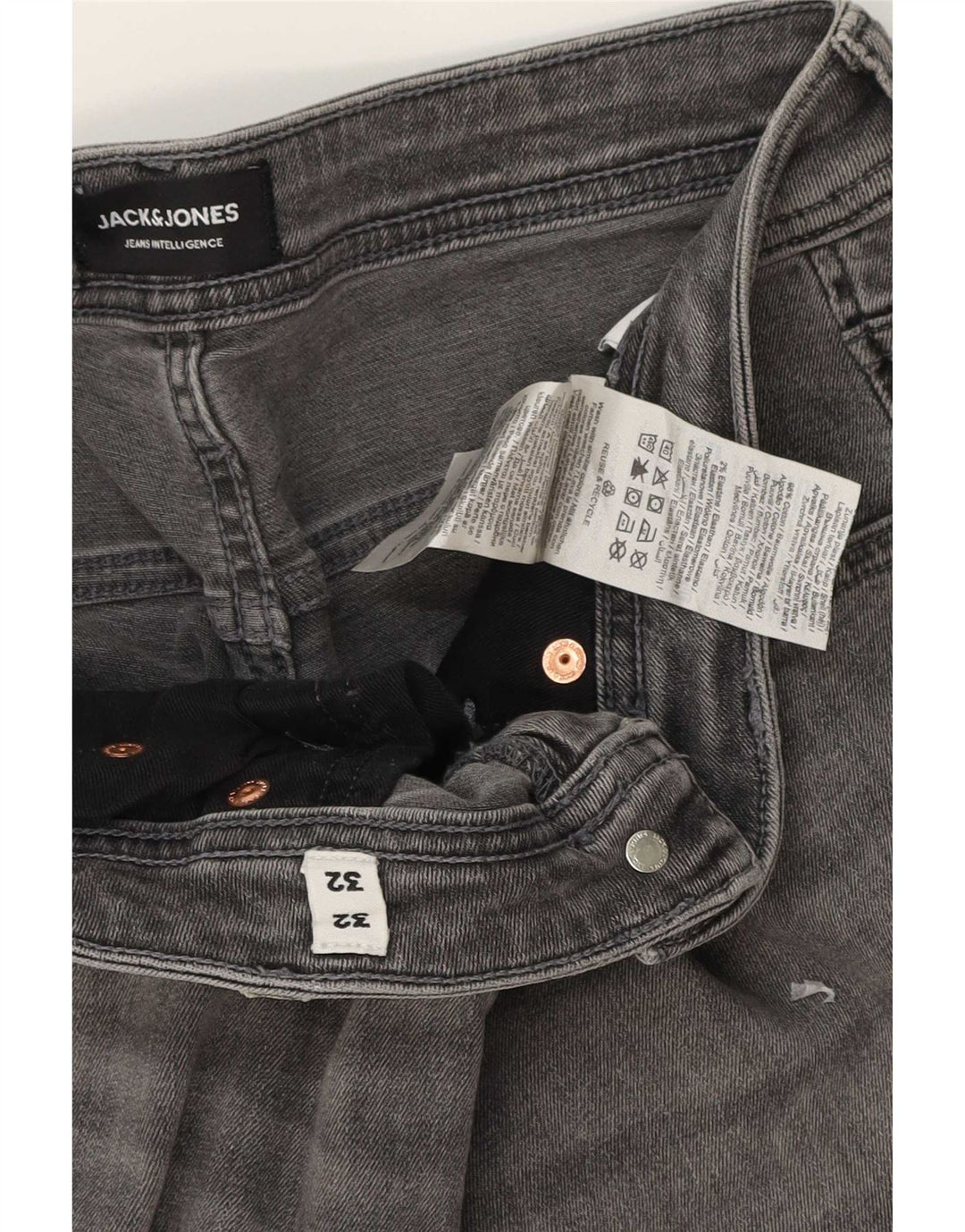 Jack & Jones Herren Liam Skinny Jeans W32 L32 Graue Baumwolle