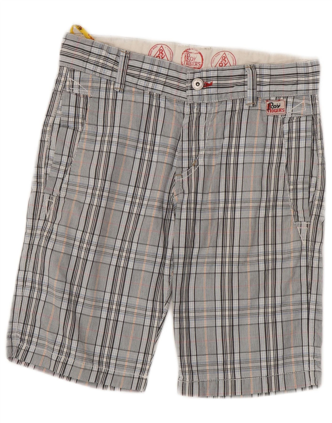 ROY ROGERS Chino-Shorts für Jungen, 11–12 Jahre, W26, blau karierte Baumwolle