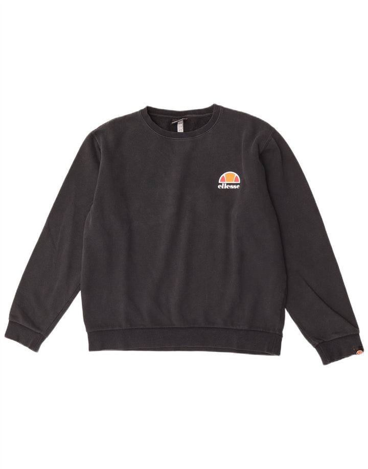 Ellesse Damen Sweatshirt Pullover UK 14 Large Schwarz Baumwolle