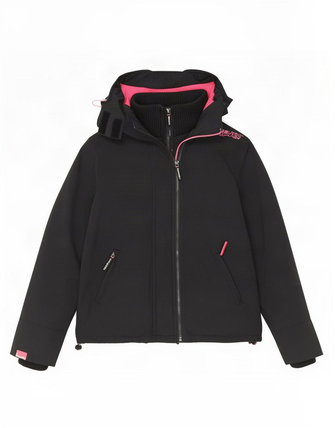Superdry Damen Windcheater Kapuzen-Windjacke UK 14 Medium Schwarz